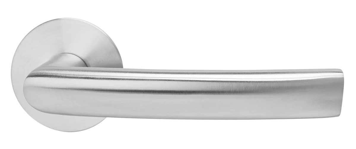 [FR0122BB] Griffgarnitur "Matera Flat Round" Edelstahl Matt - Oberfläche: Edelstahl matt, Schließart: Buntbart (Edelstahl matt, Buntbart)