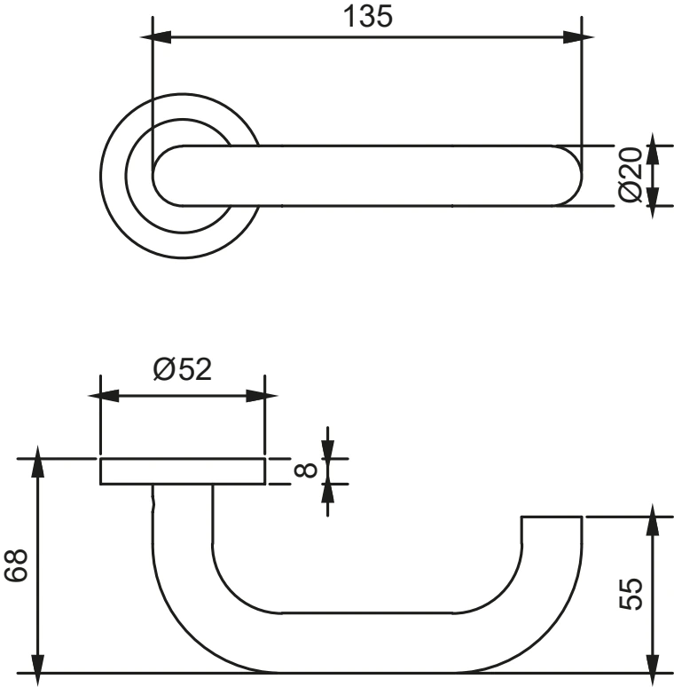 Technische Zeichnung [RG0102OS] Griffgarnitur "Monza"   (OS)