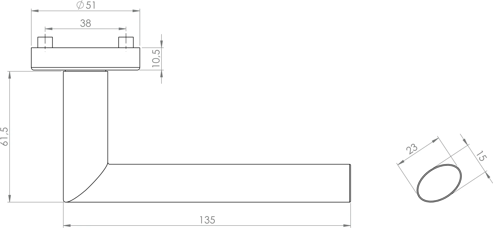 Technische Zeichnung [317170371] Griffwerk OVIDA (Eckig, WC)