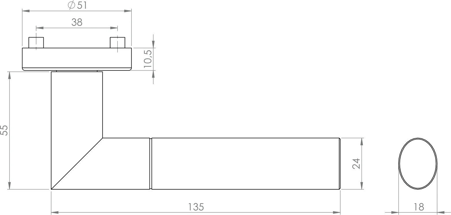Technische Zeichnung [339162873] Griffwerk ARICA - Oberfläche: Edelstahl poliert-matt, Rosettenform: Rund, Verriegelung: OS (OS)