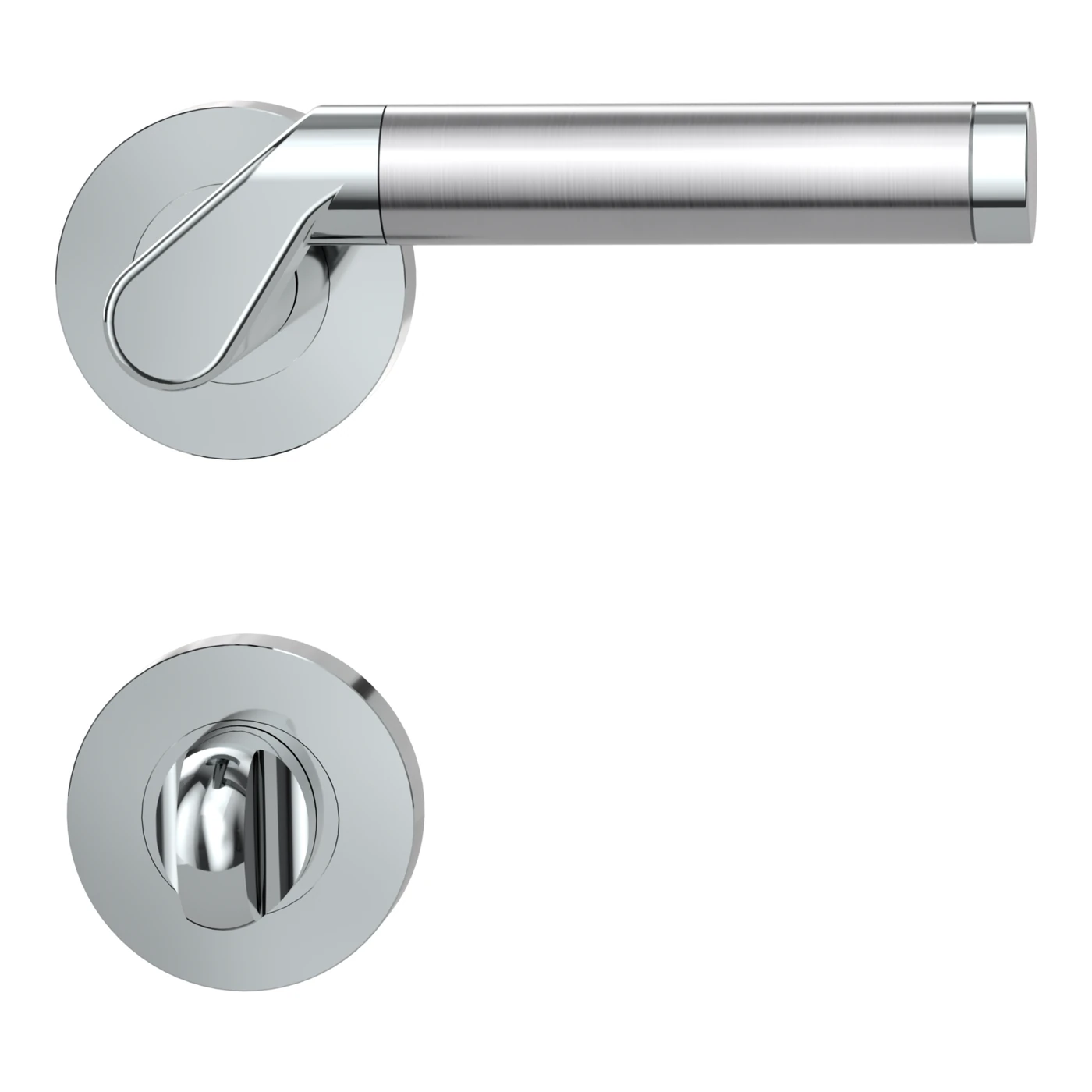 Griffwerk CORINNA - Oberfläche: Chrom-Edelstahl, Rosettenform: Rund, Verriegelung: WC