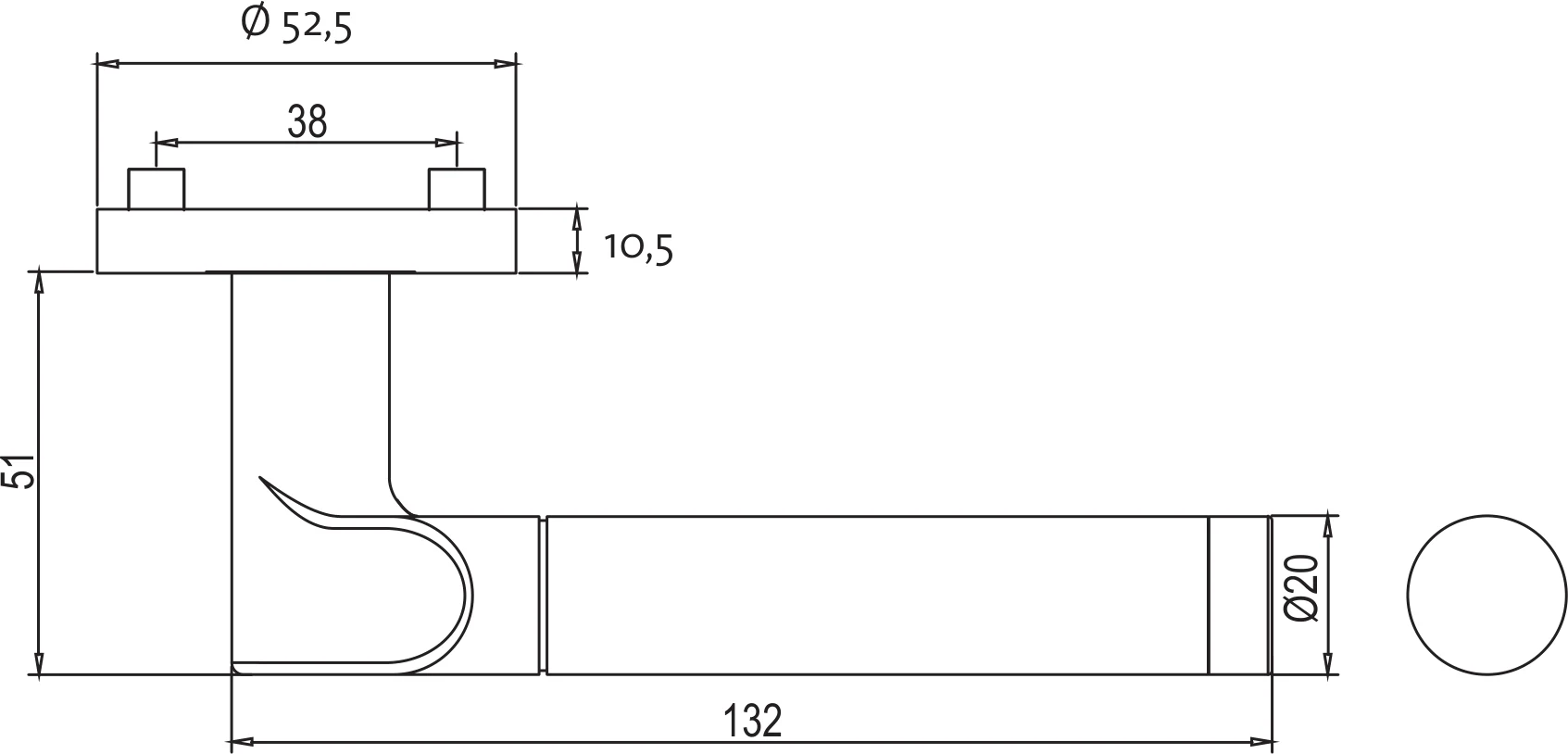 Technische Zeichnung [224100141] Griffwerk CORINNA (Buntbart)