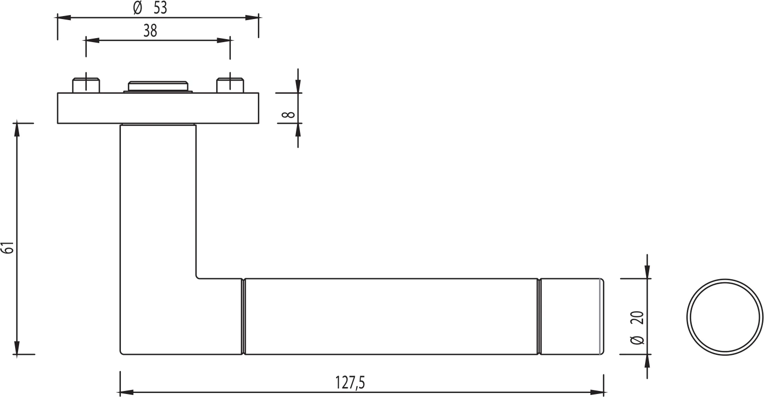 Technische Zeichnung [110130173] Griffwerk LOREDANA PROFESSIONAL (Buntbart)