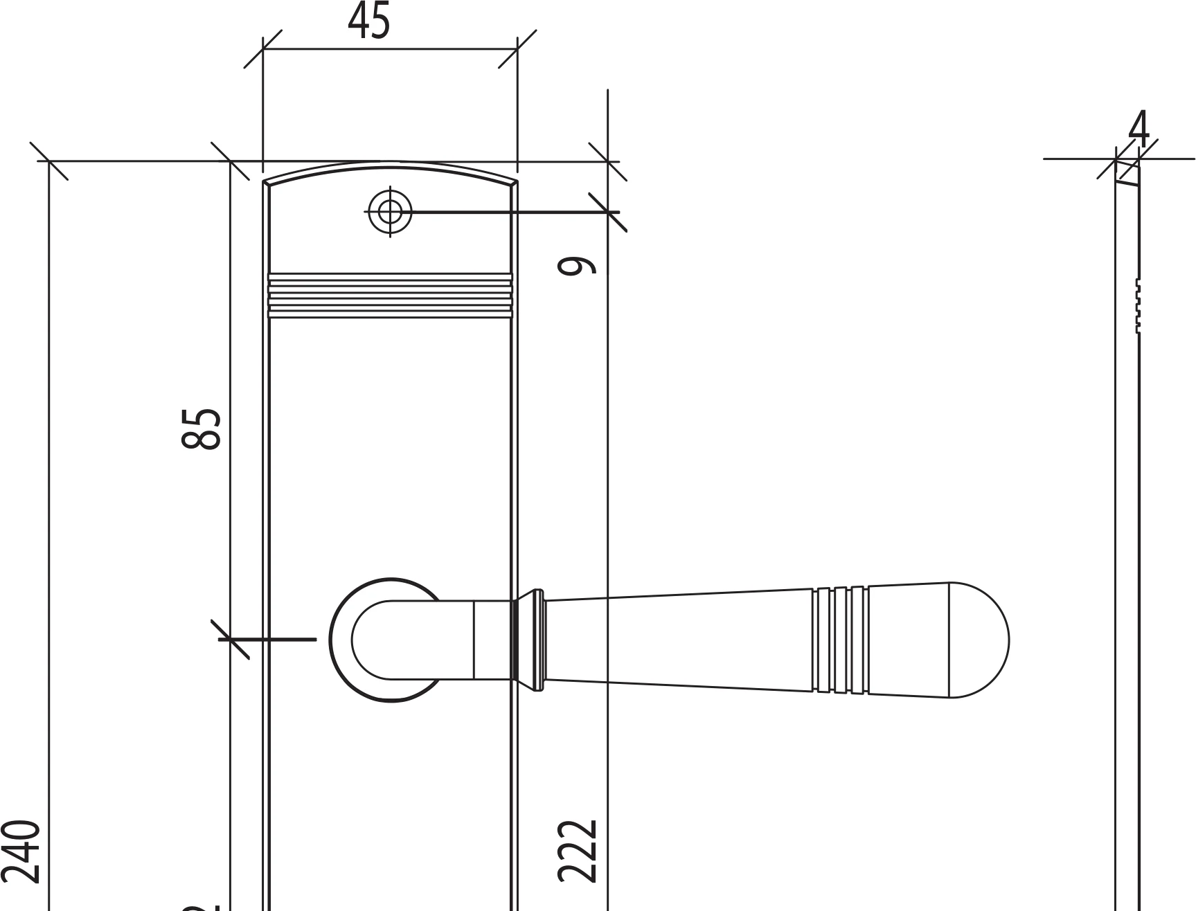 Technische Zeichnung [225300325] Griffwerk FABIO (Samtgrau, WC)