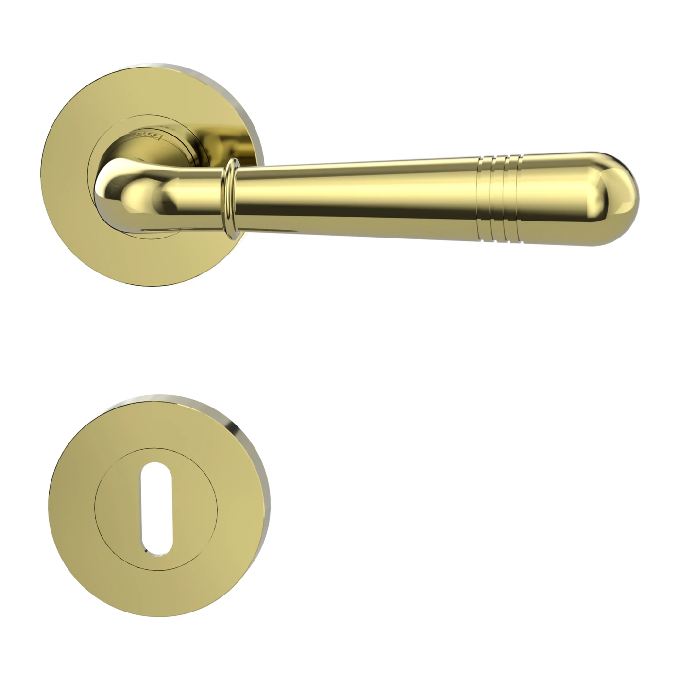 Griffwerk FABIA - Oberfläche: Messing-Optik, Rosettenform: Rund, Verriegelung: Buntbart