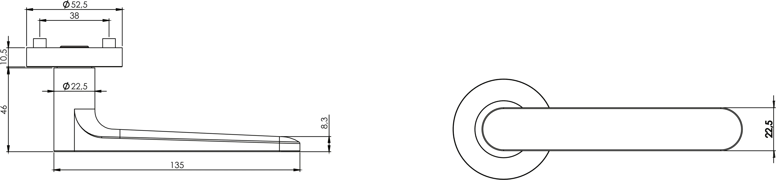 Technische Zeichnung [290020227] Griffwerk AVUS (Kaschmirgrau, Eckig, Profilzylinder)