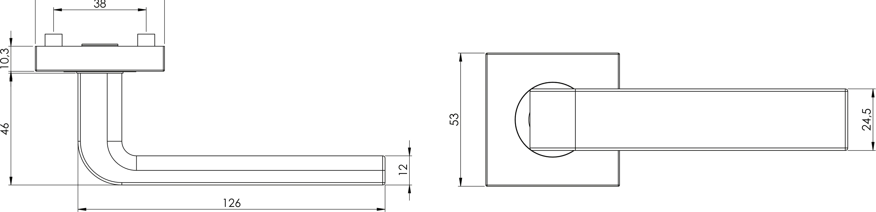 Technische Zeichnung [262112827] Griffwerk sieger design GRAPH (Kaschmirgrau, Eckig, OS)