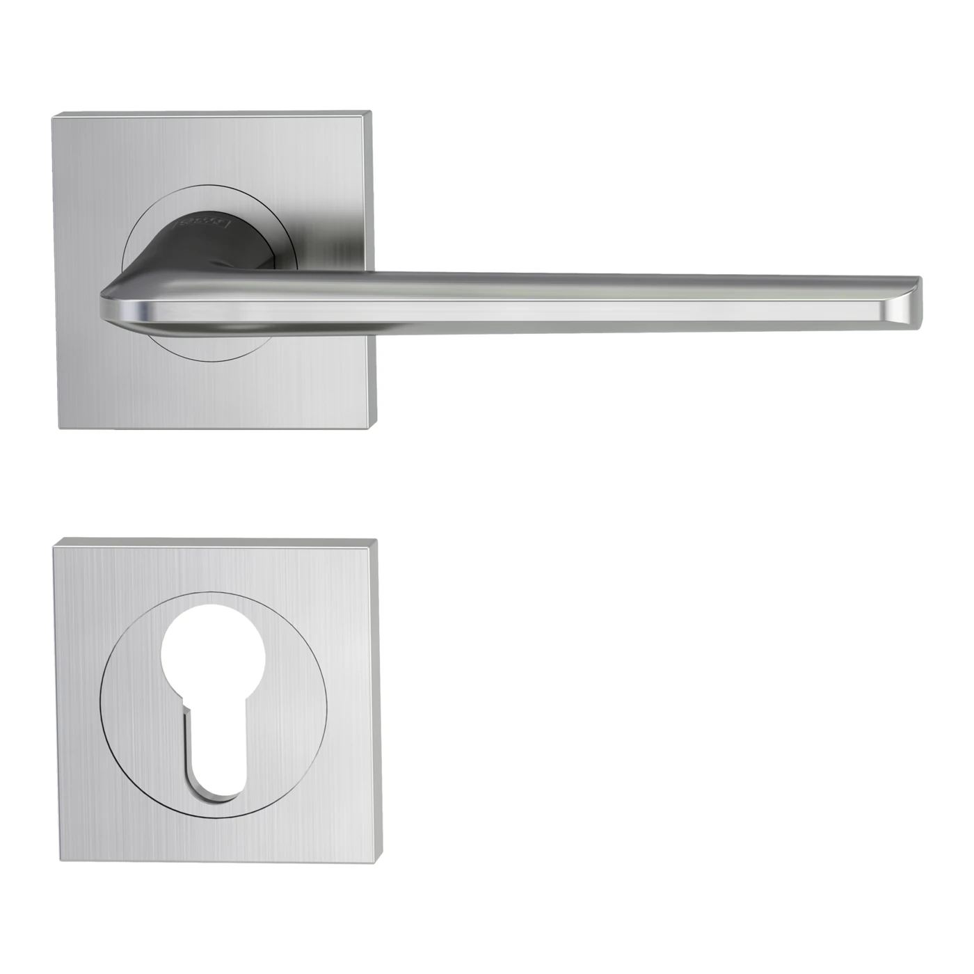Griffwerk REMOTE - Oberfläche: Samtgrau, Rosettenform: Eckig, Verriegelung: Profilzylinder