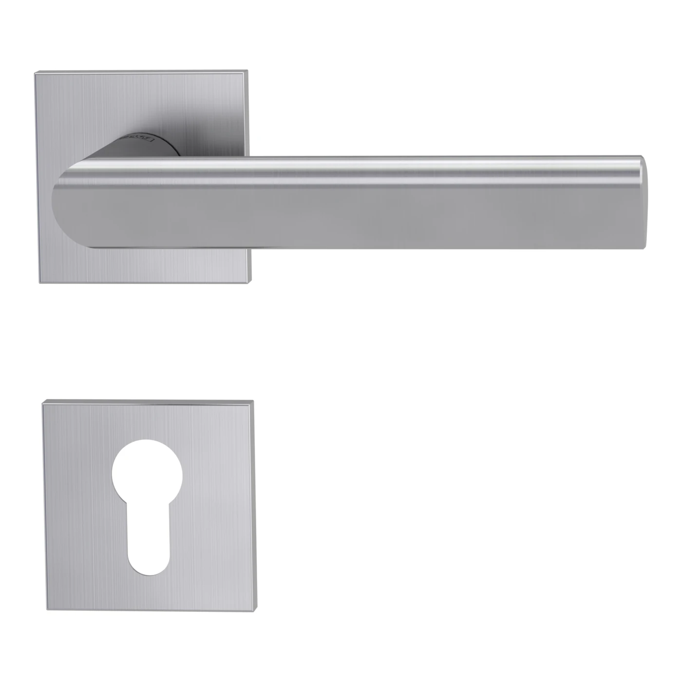 Griffwerk VAYA 137 TRI fast2fix - Oberfläche: Edelstahl matt, Rosettenform: Eckig, Verriegelung: Profilzylinder
