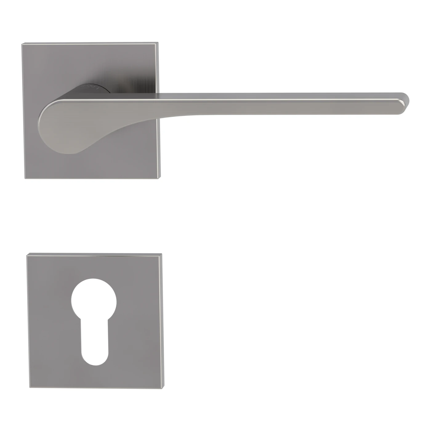 Griffwerk VAYA 261 LEAF LIGHT fast2fix - Oberfläche: Samtgrau, Rosettenform: Eckig, Verriegelung: Profilzylinder