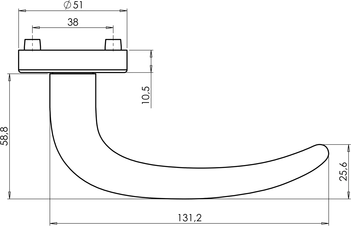 Technische Zeichnung [272162871] Griffwerk ULMER GRIFF (Edelstahl matt, OS, GK3)