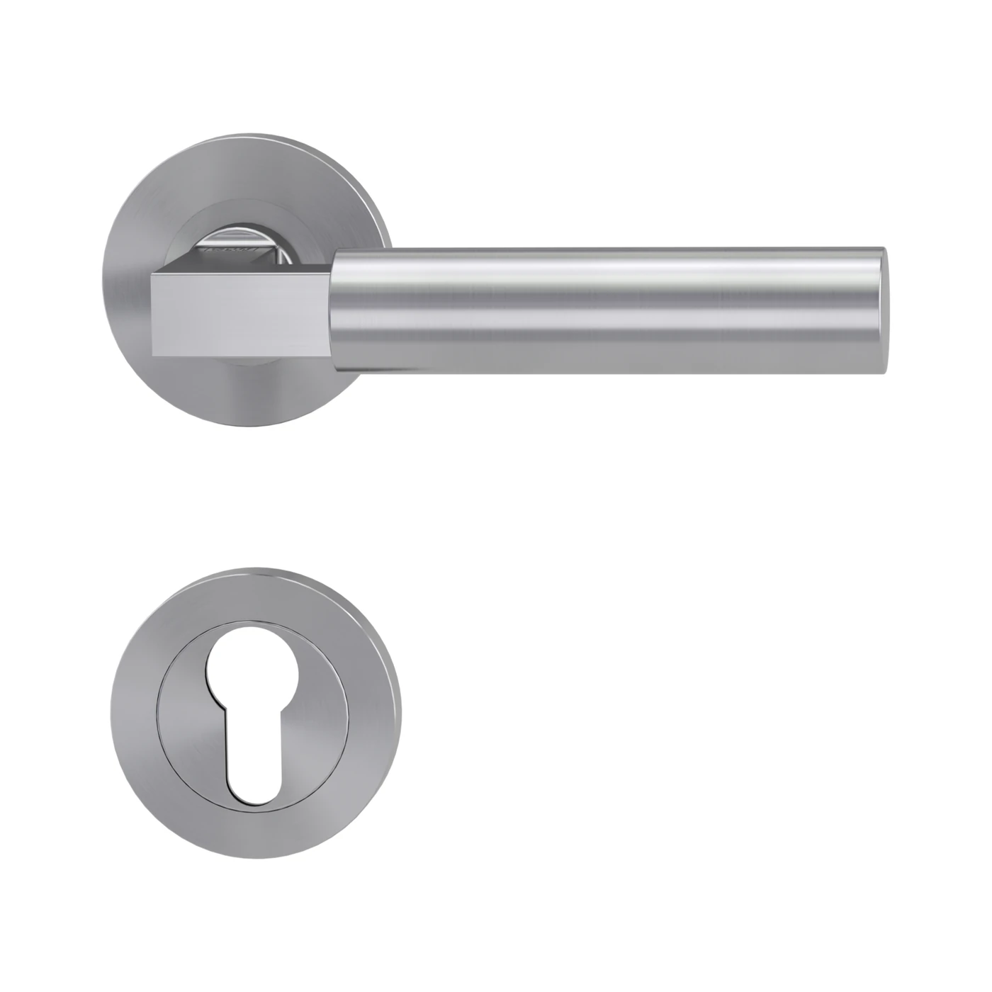 Griffwerk METRICO PROFESSIONAL - Oberfläche: Edelstahl matt, Rosettenform: Rund, Verriegelung: Profilzylinder, Ausführung: GK4