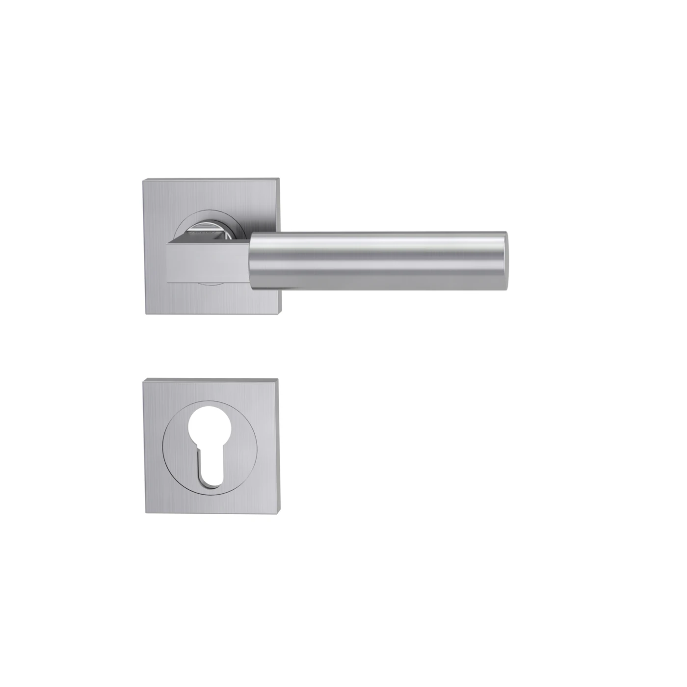 Griffwerk METRICO PROFESSIONAL - Oberfläche: Edelstahl matt, Rosettenform: Eckig, Verriegelung: Profilzylinder, Ausführung: GK4