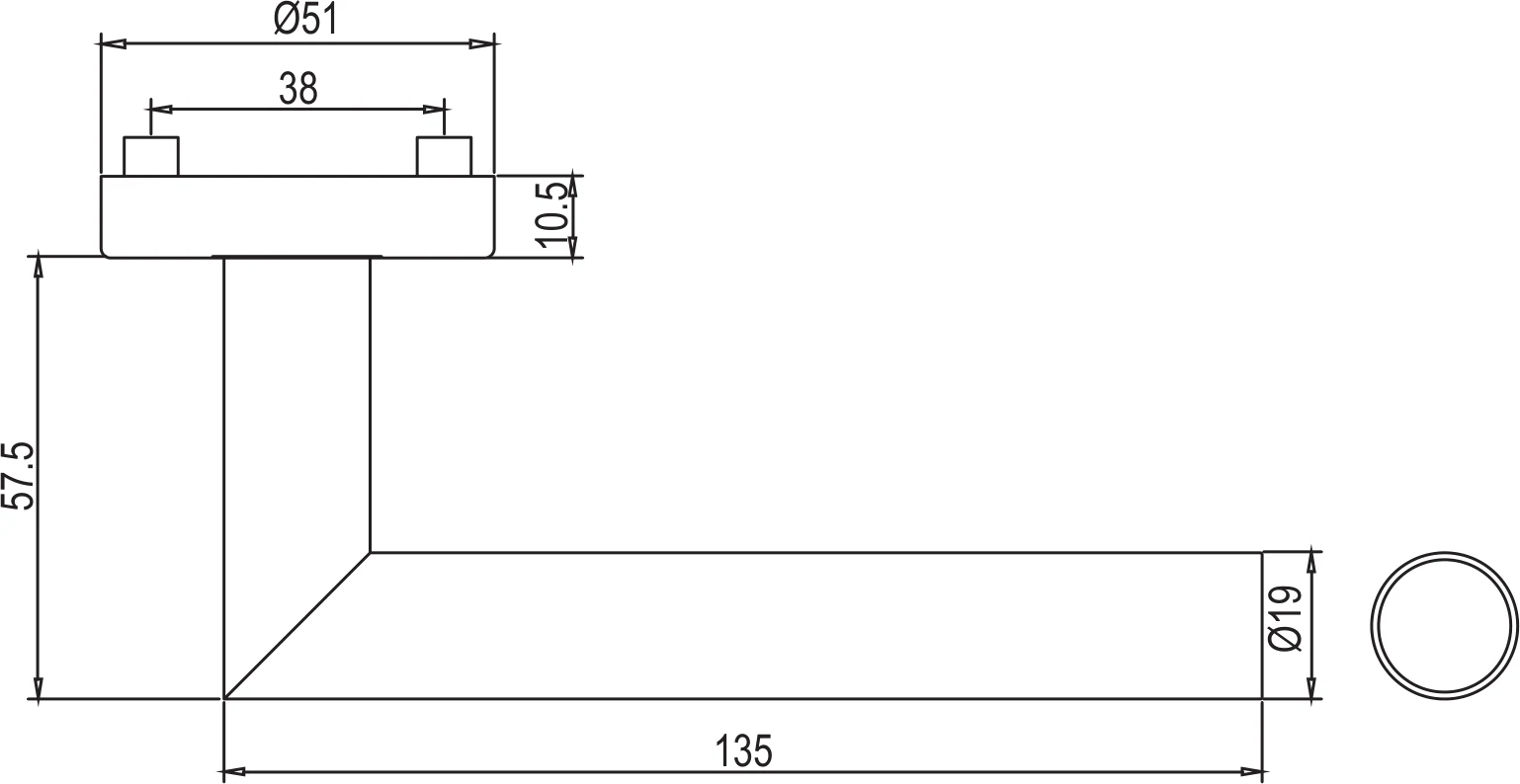 Technische Zeichnung [190170271] Griffwerk LUCIA (Edelstahl matt, Eckig, Profilzylinder, GK3)