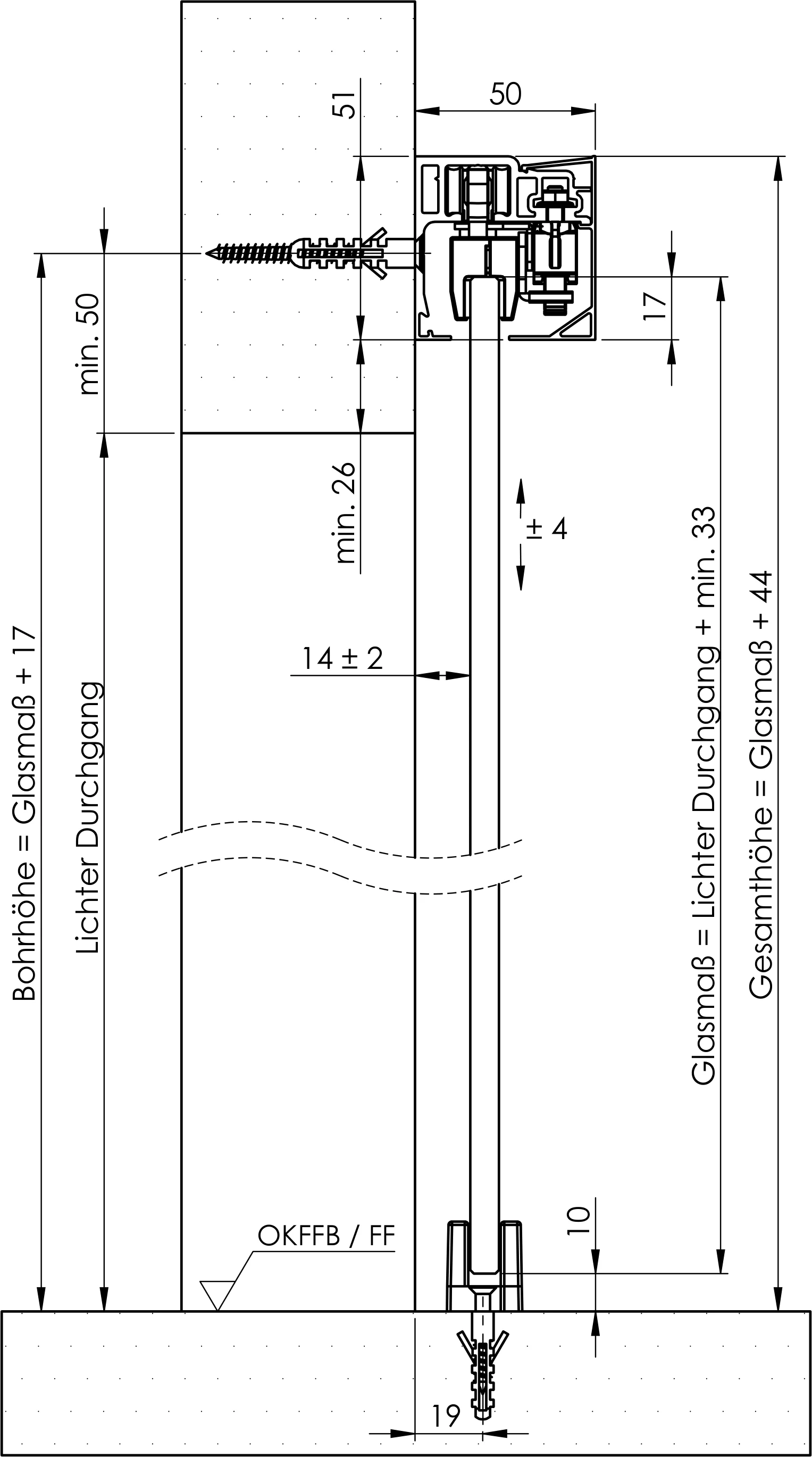 Technische Zeichnung [406090618] Griffwerk Schiebetürsystem PLANEO 40 - Oberfläche: Graphitschwarz (Graphitschwarz)