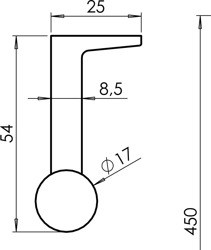 Technische Zeichnung [490150318] Griffwerk Griffleiste LUCIA - Oberfläche: Graphitschwarz (Graphitschwarz)