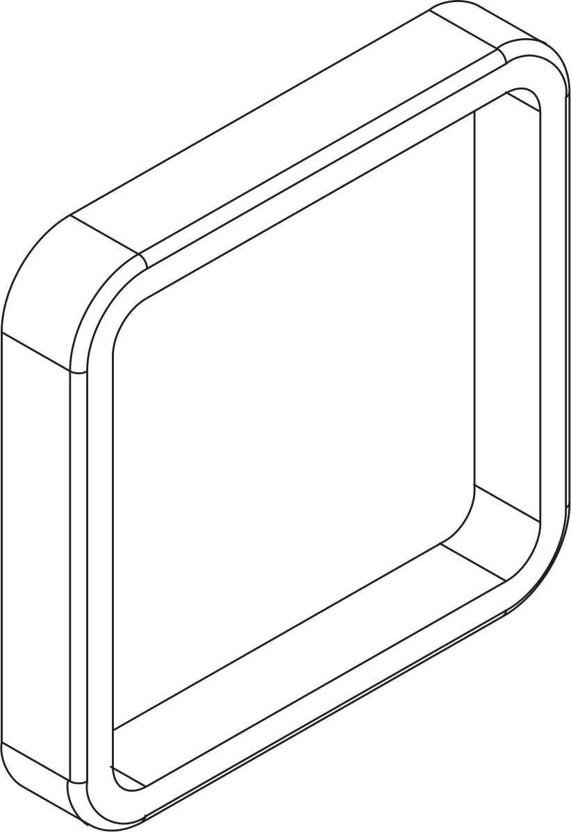 Technische Zeichnung [491020212] Griffwerk Griffmuschel R8 SQUARE - Oberfläche: Edelstahl-Optik matt