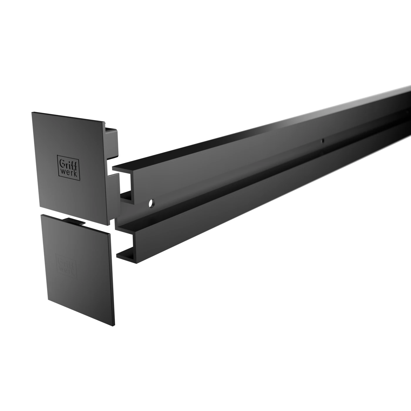 Griffwerk Wandabstand-Set PLANEO X - Oberfläche: Graphitschwarz, Länge (mm): 2200, Profiltiefe: 18,5 mm