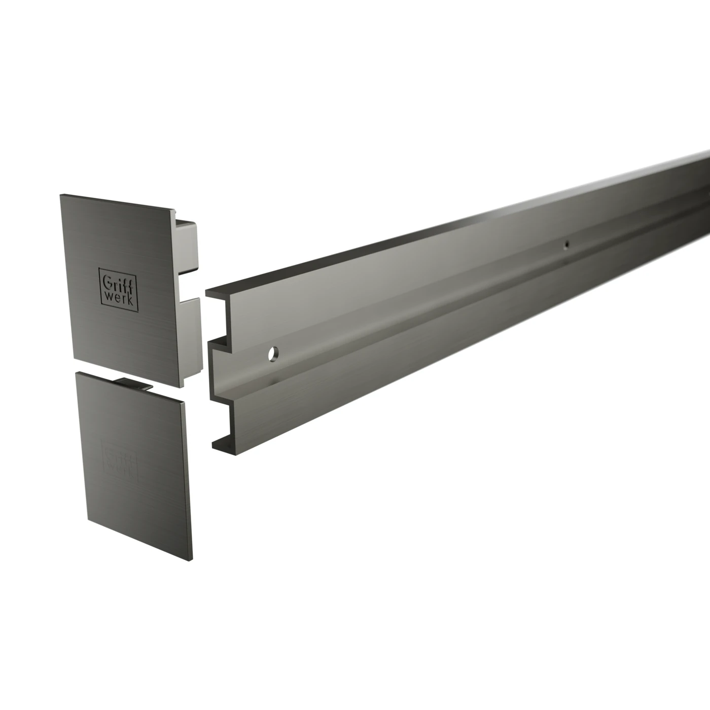 Griffwerk Wandabstand-Set PLANEO X - Oberfläche: Kaschmirgrau, Länge (mm): 2200, Profiltiefe: 12,5 mm
