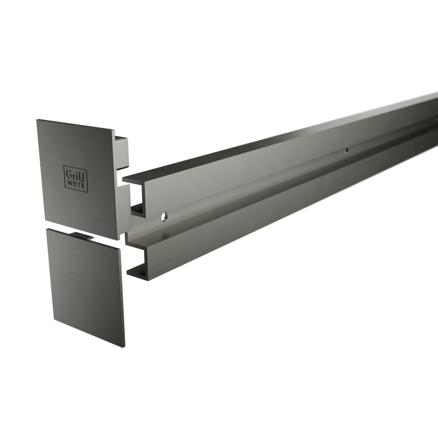 Griffwerk Wandabstand-Set PLANEO X - Oberfläche: Kaschmirgrau, Länge (mm): 2200, Profiltiefe: 18,5 mm