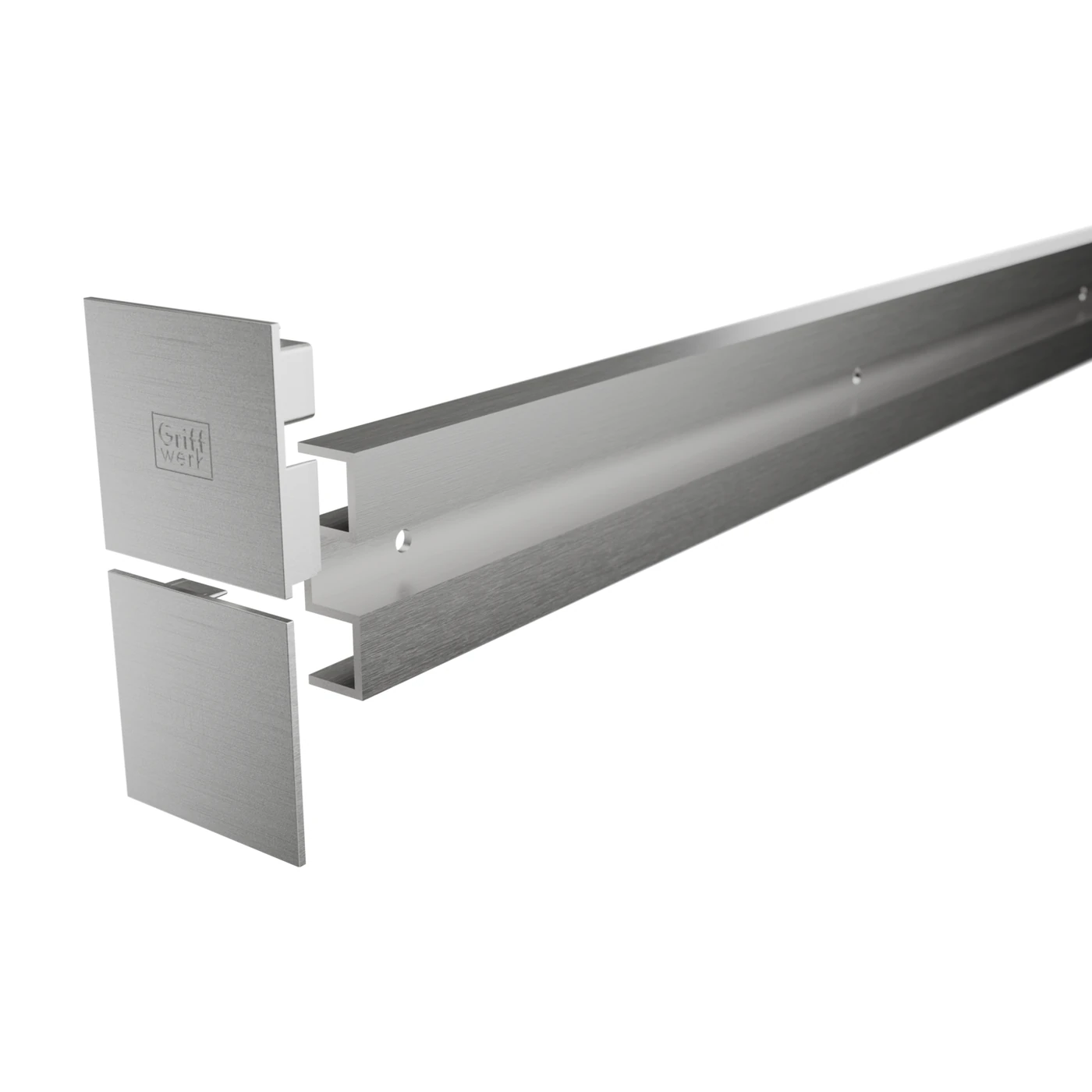 Griffwerk Wandabstand-Set PLANEO X - Oberfläche: Edelstahl-Optik matt/C31, Länge (mm): 2000, Profiltiefe: 18,5 mm