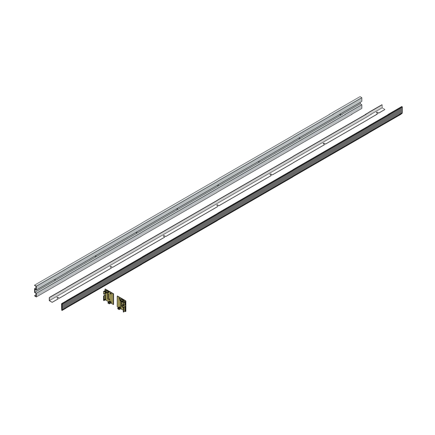 Griffwerk Wandabstand-Set PLANEO AIR SILENT - Oberfläche: Graphitschwarz, Länge (mm): 2200