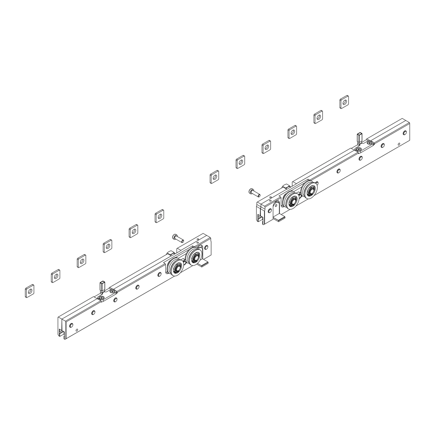 Griffwerk Laufwagen-Set PLANEO X120 8 und 10mm Glastür max. 120kg