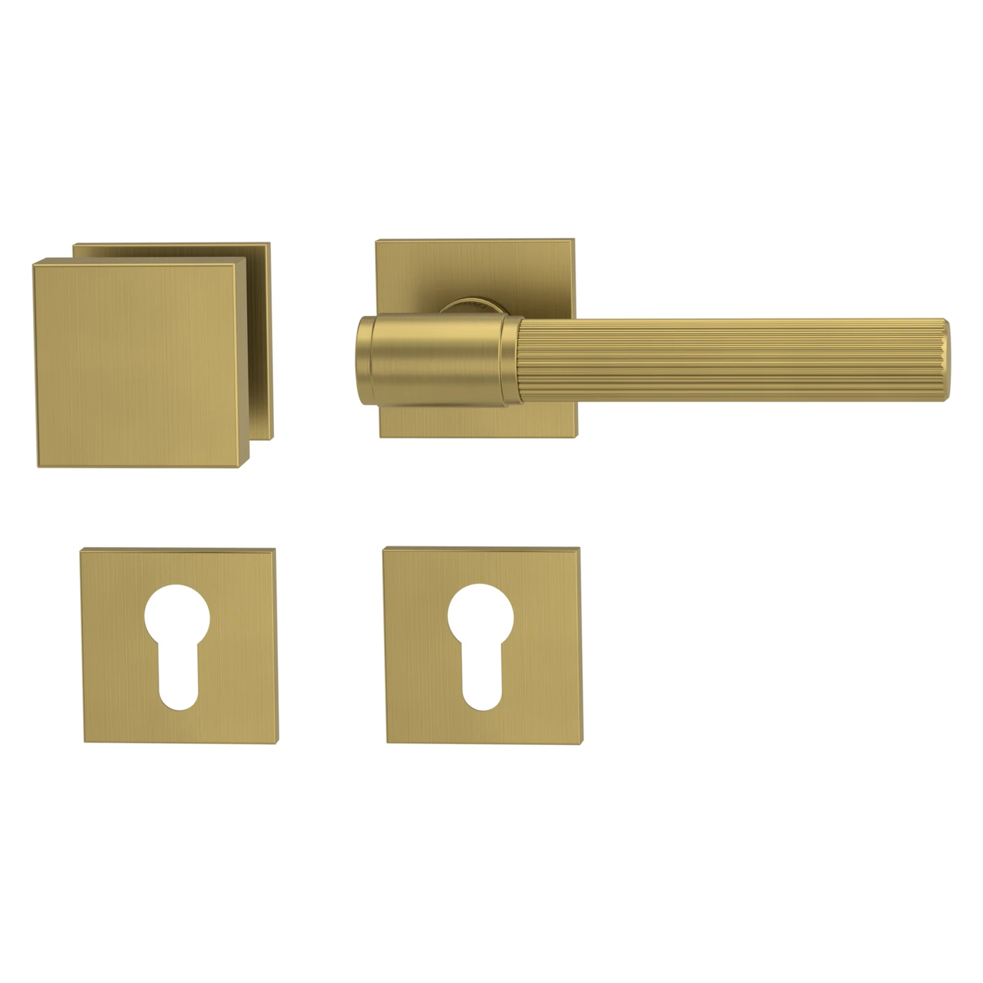 Griffwerk Wechselgarnitur VAYA 136 ARIS fast2fix - Oberfläche: Gold matt, DIN: Rechts, Rosettenform: Eckig, Verriegelung: Profilzylinder