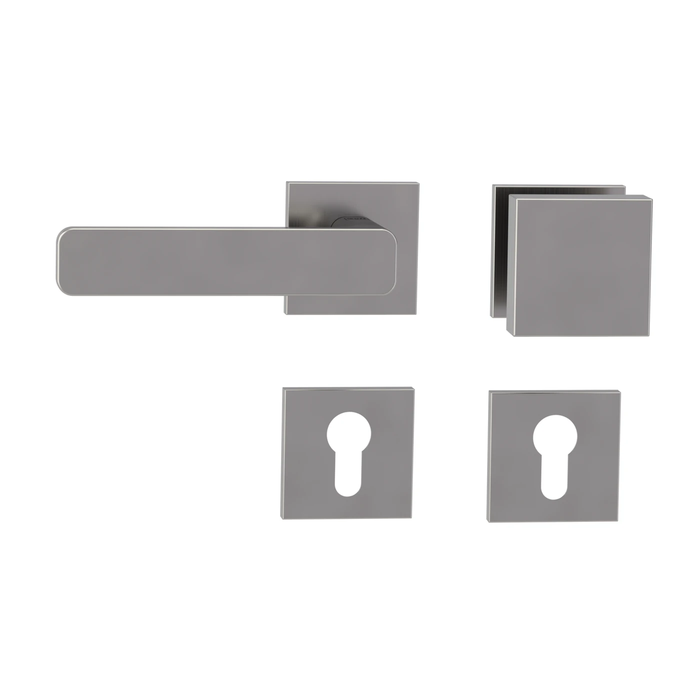 Griffwerk Wechselgarnitur VAYA 265 MINIMAL MODERN fast2fix - Oberfläche: Samtgrau, DIN: Links, Rosettenform: Eckig, Verriegelung: Profilzylinder