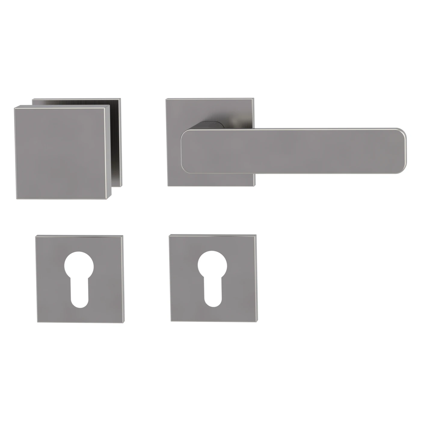 Griffwerk Wechselgarnitur VAYA 265 MINIMAL MODERN fast2fix - Oberfläche: Samtgrau, DIN: Rechts, Rosettenform: Eckig, Verriegelung: Profilzylinder