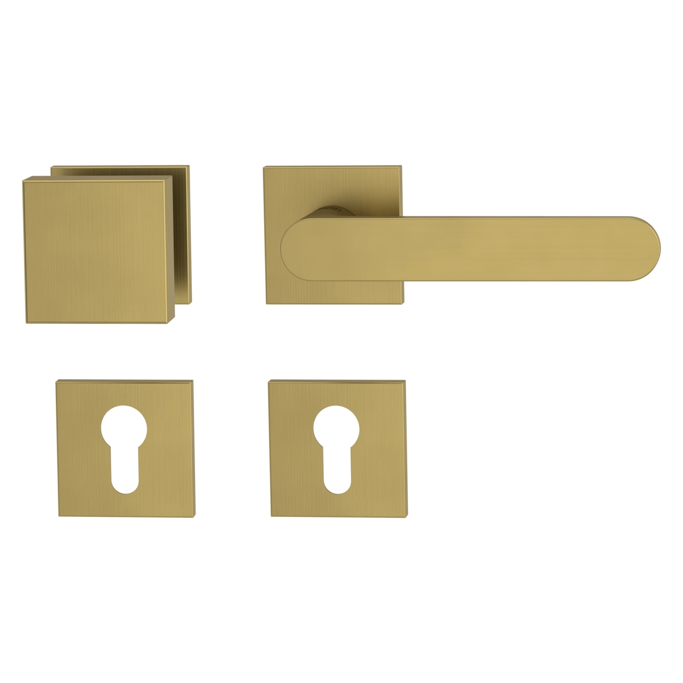 Griffwerk Wechselgarnitur VAYA 291 AVUS fast2fix - Oberfläche: Gold matt, DIN: Rechts, Rosettenform: Eckig, Verriegelung: Profilzylinder