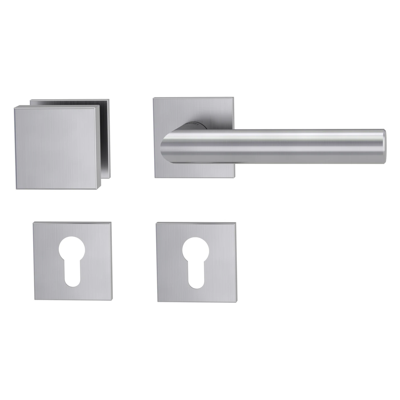 [128930671] Griffwerk Wechselgarnitur VAYA 128 LUCIA fast2fix (Edelstahl matt, Rechts, Eckig)