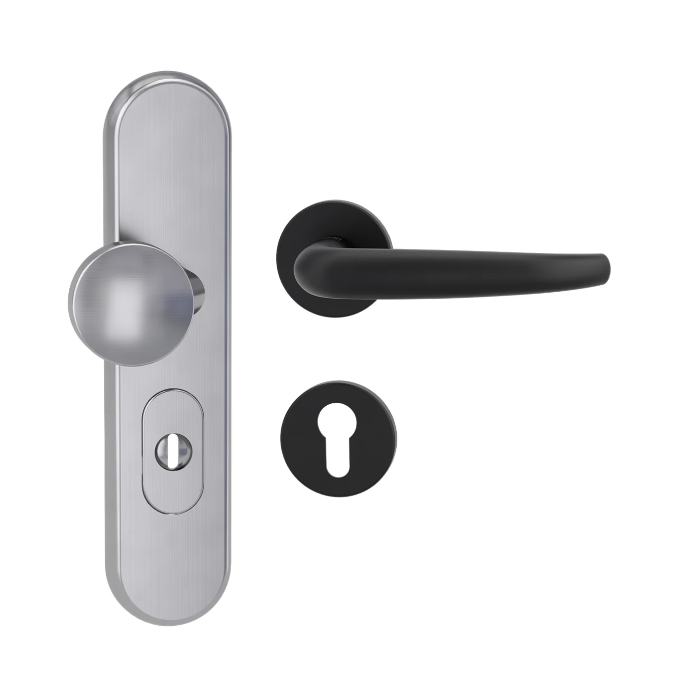 Griffwerk Kombi-Schutzbeschlag TITANO SB_882 mit Griff VAYA 194 ALDA - Oberfläche: Graphitschwarz, DIN: Rechts
