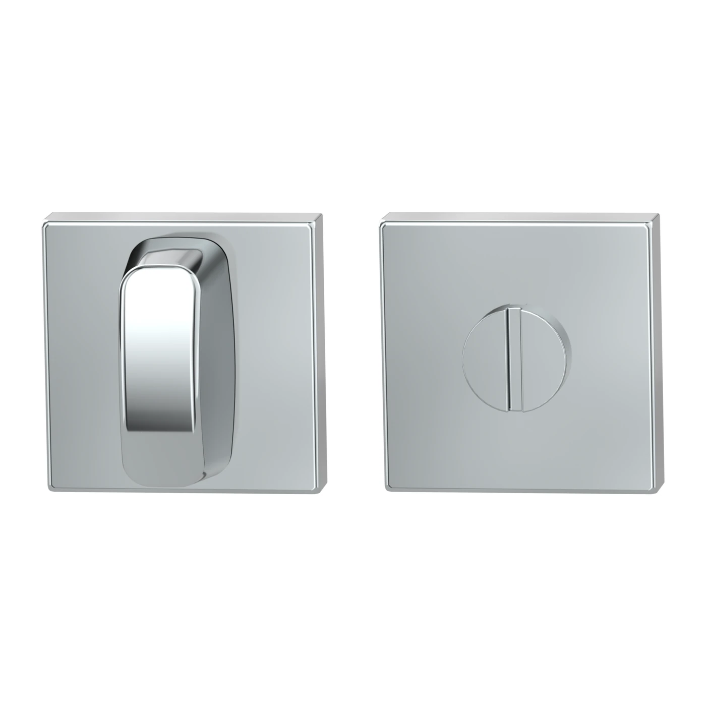 [Z010021272] Griffwerk Schlüsselrosettenpaar Klipptechnik (Edelstahl poliert, Eckig, WC)