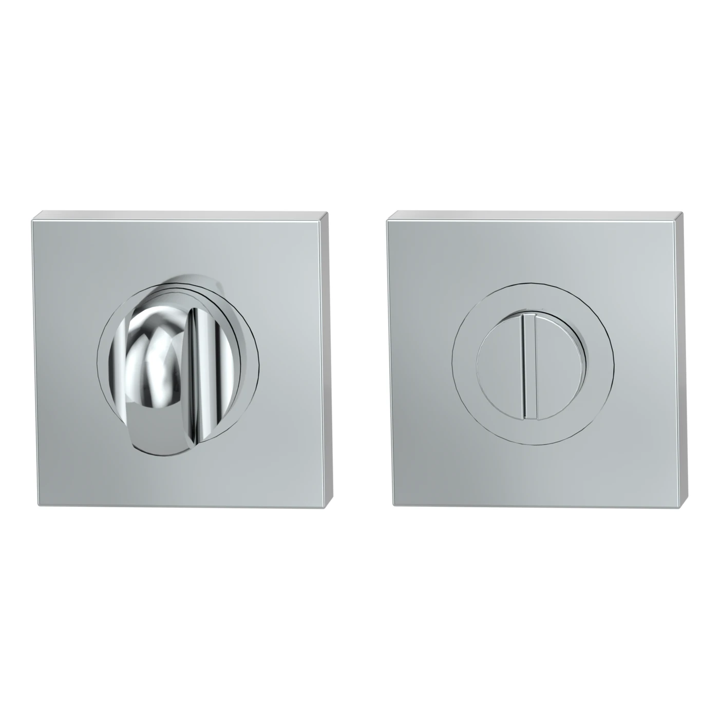 Griffwerk Schlüsselrosettenpaar Zink - Oberfläche: Chrom, Rosettenform: Eckig, Verriegelung: WC