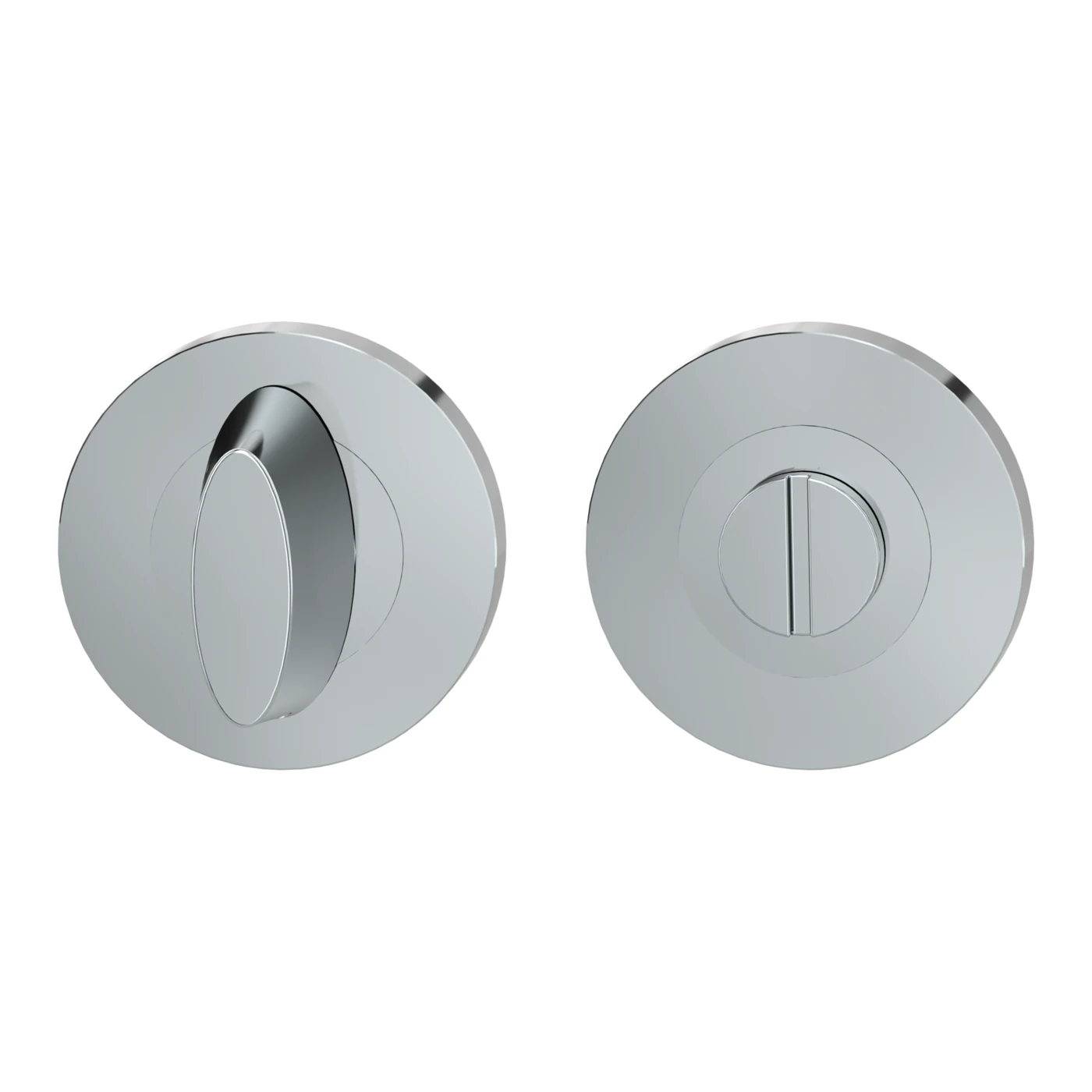 Griffwerk Schlüsselrosettenpaar Zink - Oberfläche: Chrom, Rosettenform: Rund mit Zierring, Verriegelung: WC