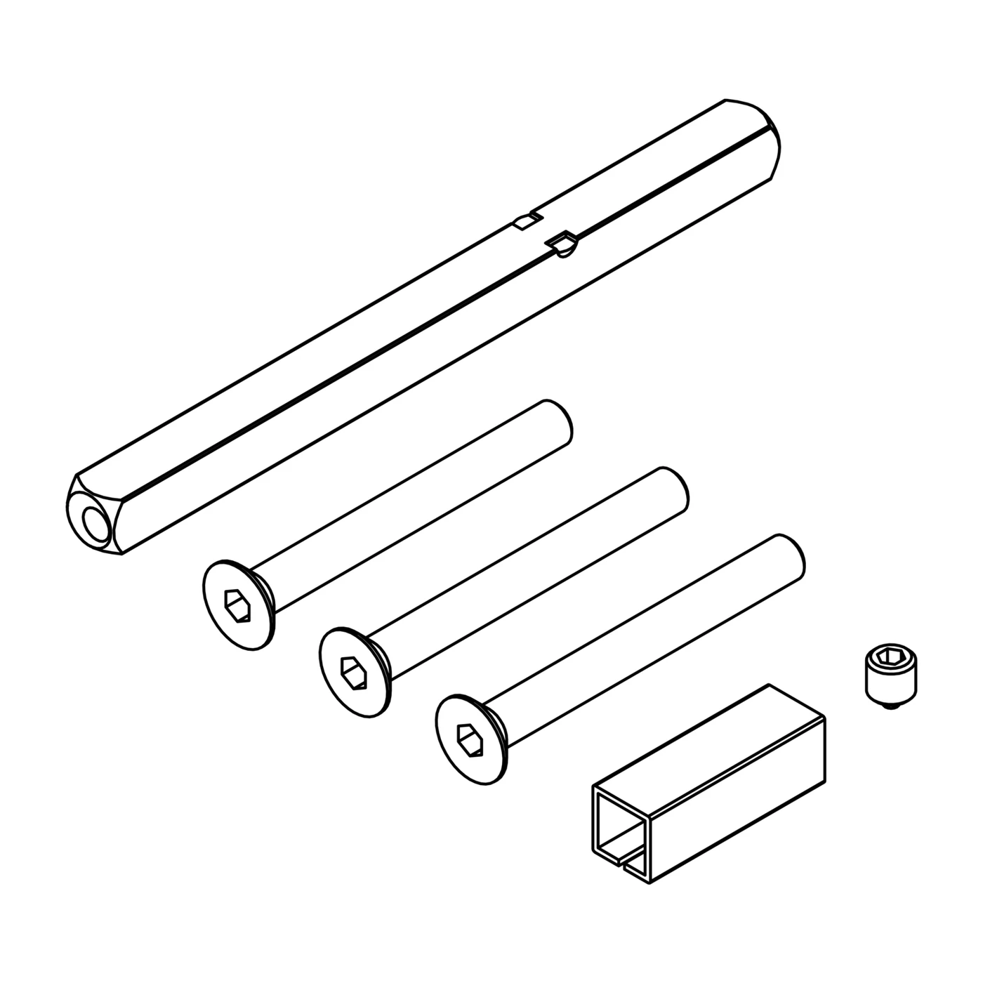 Griffwerk Hohlstift-Sets für Schutzbeschläge mit Überschubhülse 8/10 - Typ: TS 65-70mm