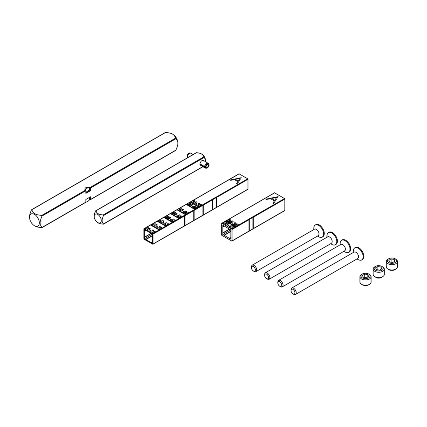 Griffwerk Vollstift-Set für WC-Garnituren, Schraubtechnik GK4 (für Zinkgarnituren) - Typ: TS 40-45mm
