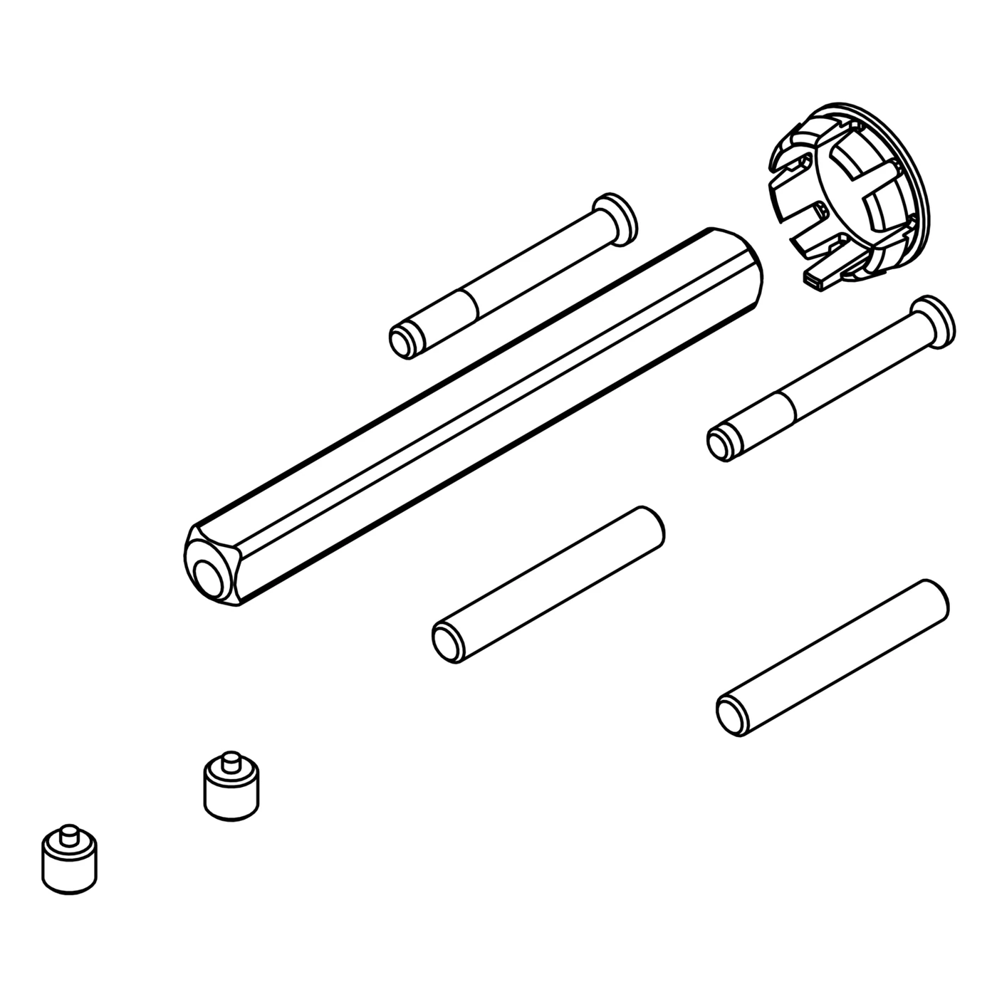 Griffwerk Hohlstift-Set für CUBICO PIATTA S QUATTRO/VISION, Flachrosette - Typ: TS 60-65mm