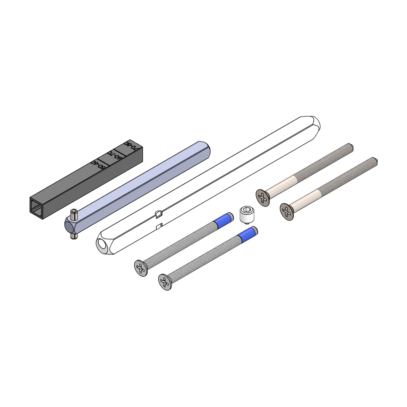 Griffwerk Set für Griffe fast2fix (Hohlstift, WC POM) - Typ: TS 70-80mm