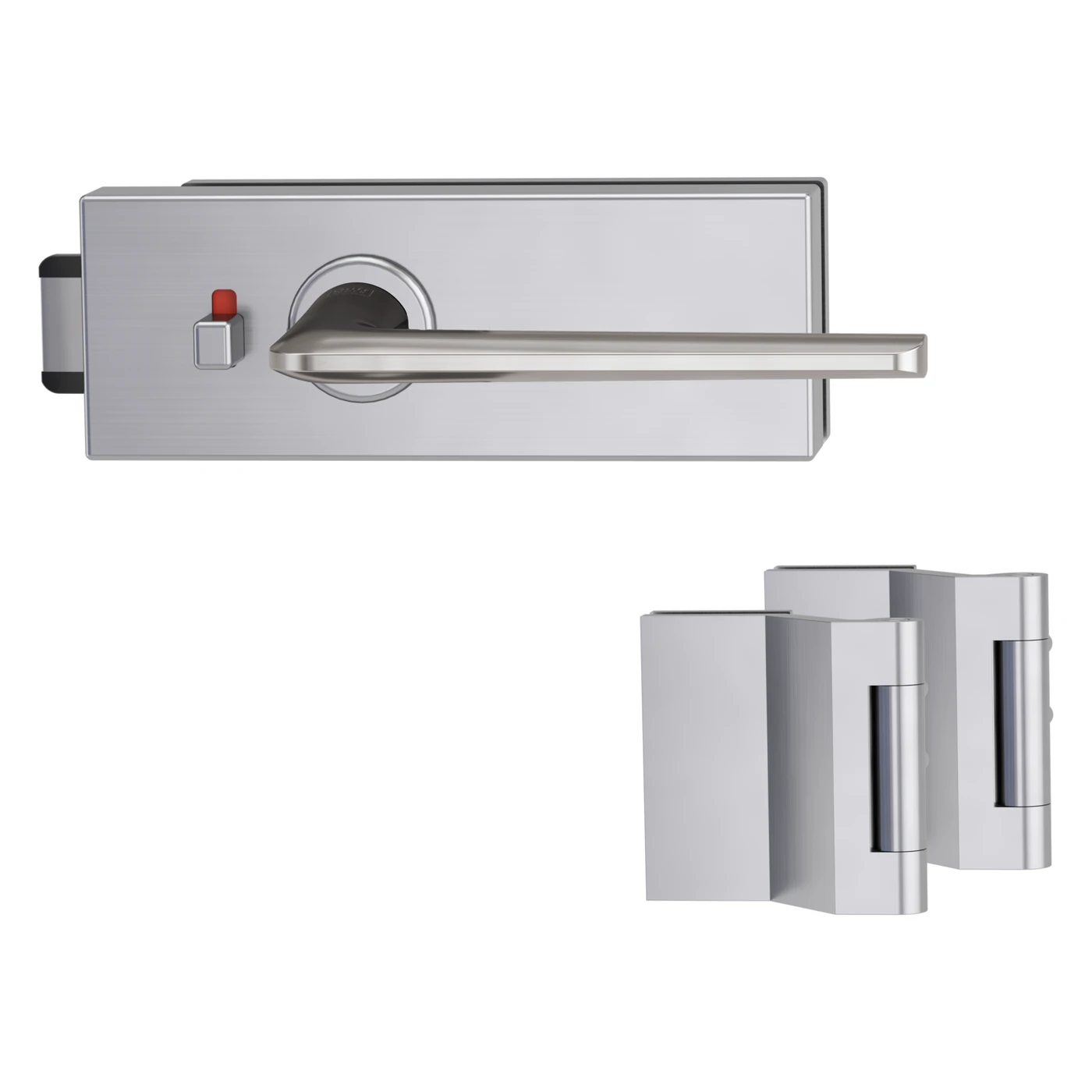 Griffwerk Glastürbeschlagset PURISTO S mit Griff REMOTE - Oberfläche: Samtgrau, Fallentyp: Flüsterfalle, Verriegelung: smart2lock