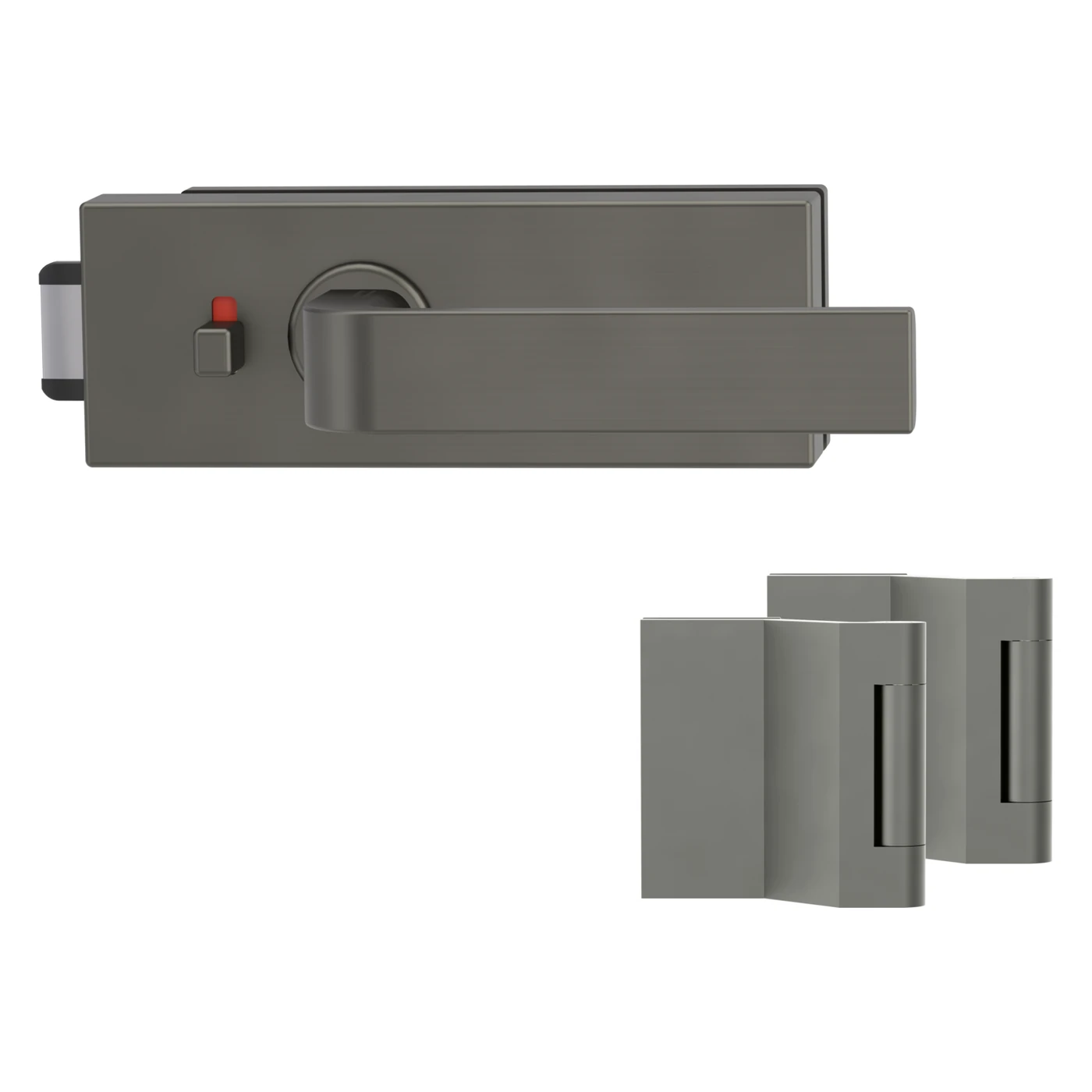 Griffwerk Glastürbeschlagset PURISTO S mit Griff GRAPH - Oberfläche: Kaschmirgrau, Fallentyp: Flüsterfalle, Verriegelung: smart2lock