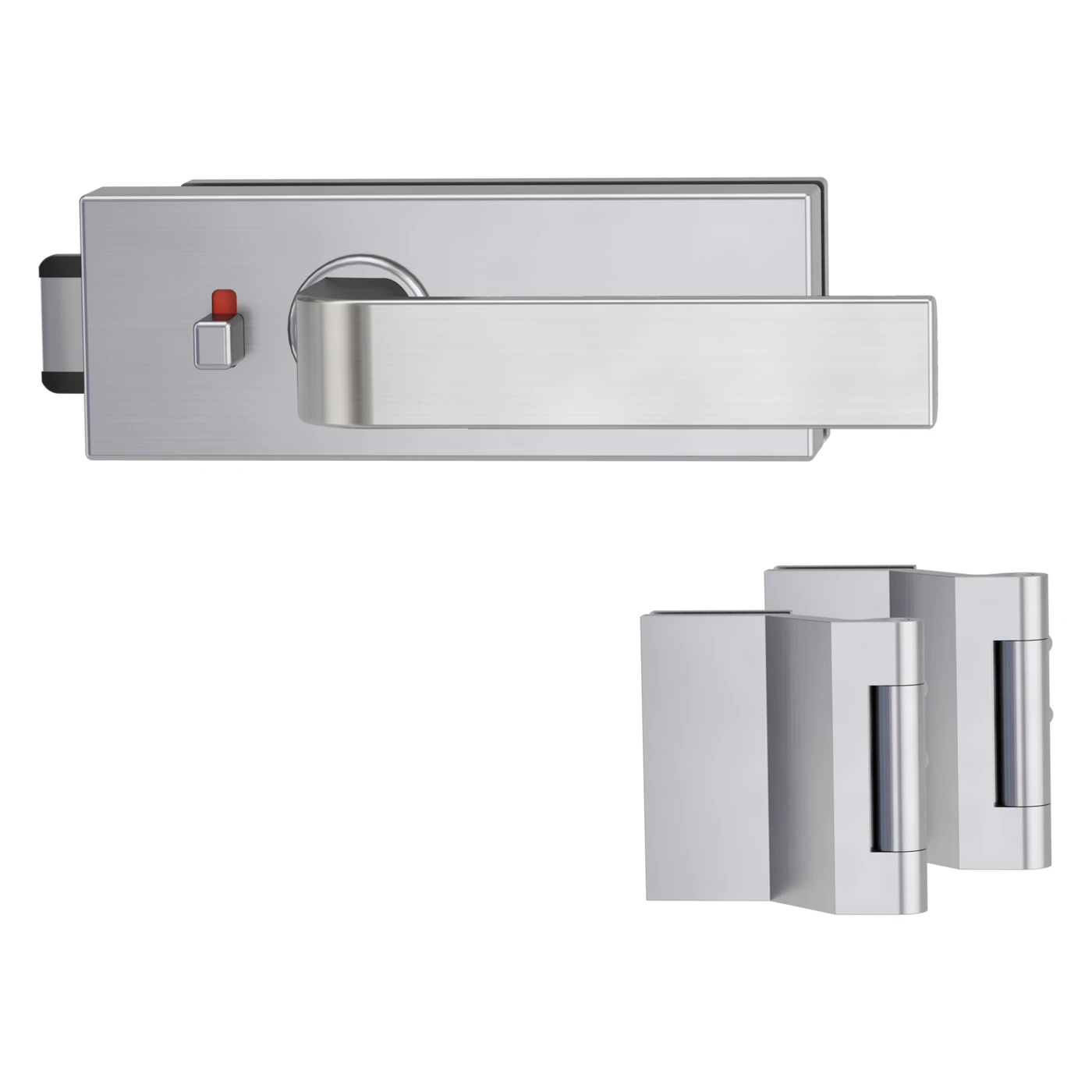 Griffwerk Glastürbeschlagset PURISTO S mit Griff GRAPH - Oberfläche: Samtgrau, Fallentyp: Flüsterfalle, Verriegelung: smart2lock