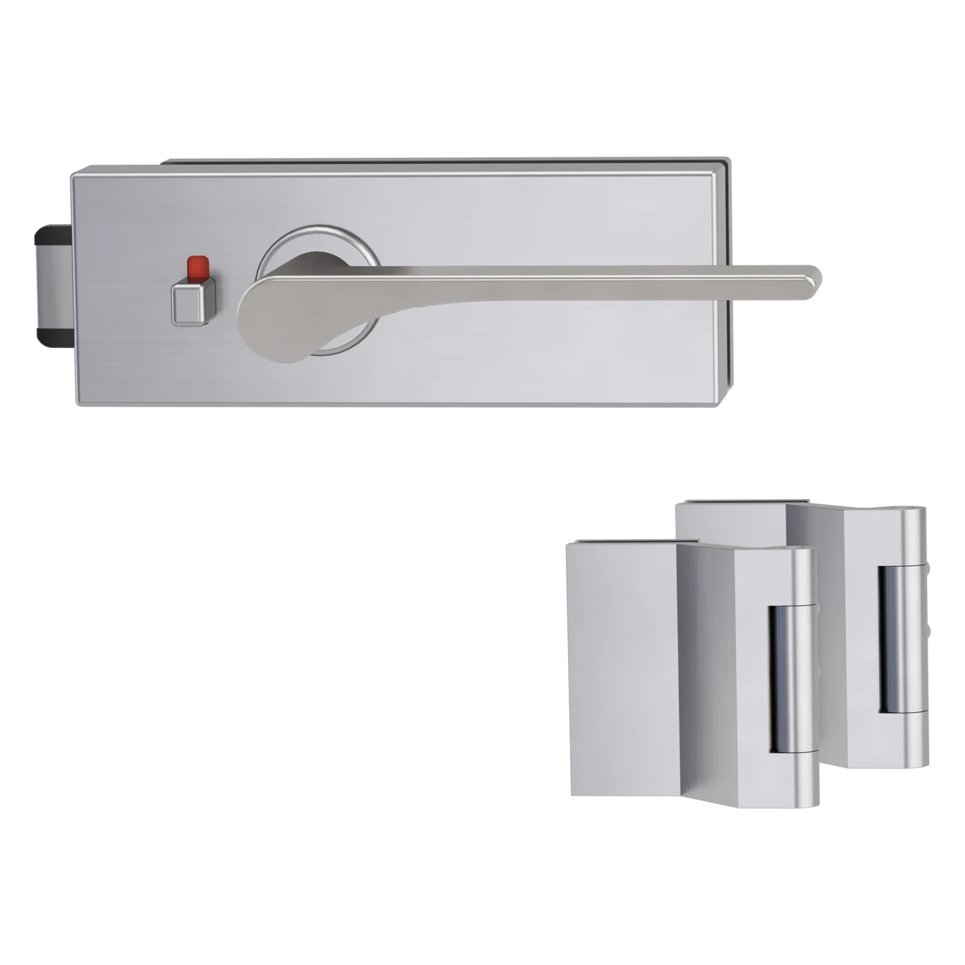 Griffwerk Glastürbeschlagset PURISTO S mit Griff LEAF LIGHT - Oberfläche: Samtgrau, Fallentyp: Flüsterfalle, Verriegelung: smart2lock