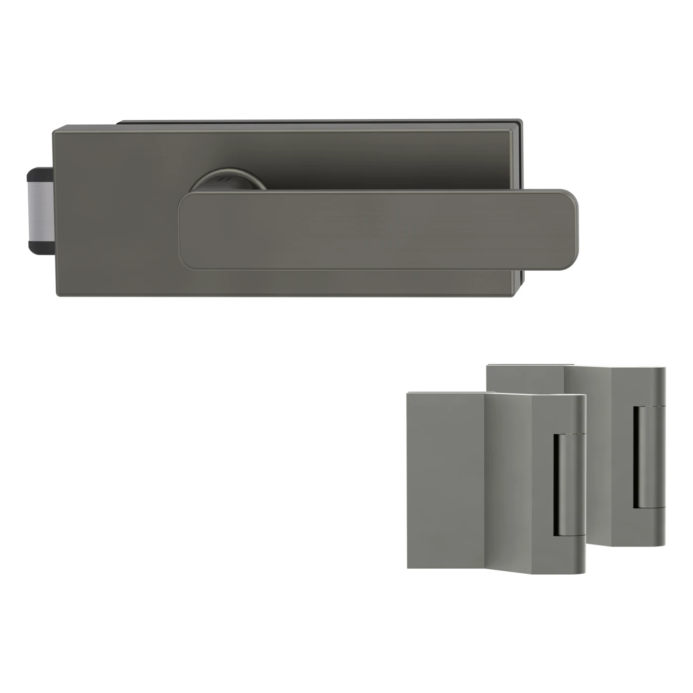 Griffwerk Glastürbeschlagset PURISTO S mit Griff MINIMAL MODERN - Oberfläche: Kaschmirgrau, Fallentyp: Flüsterfalle, Verriegelung: UV