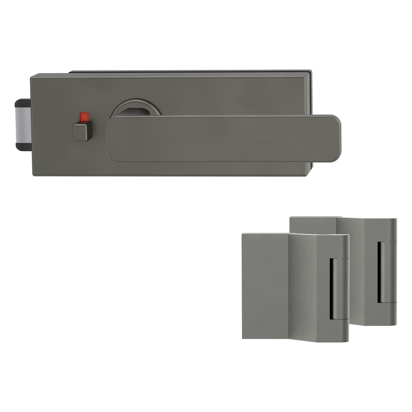 Griffwerk Glastürbeschlagset PURISTO S mit Griff MINIMAL MODERN - Oberfläche: Kaschmirgrau, Fallentyp: Flüsterfalle, Verriegelung: smart2lock