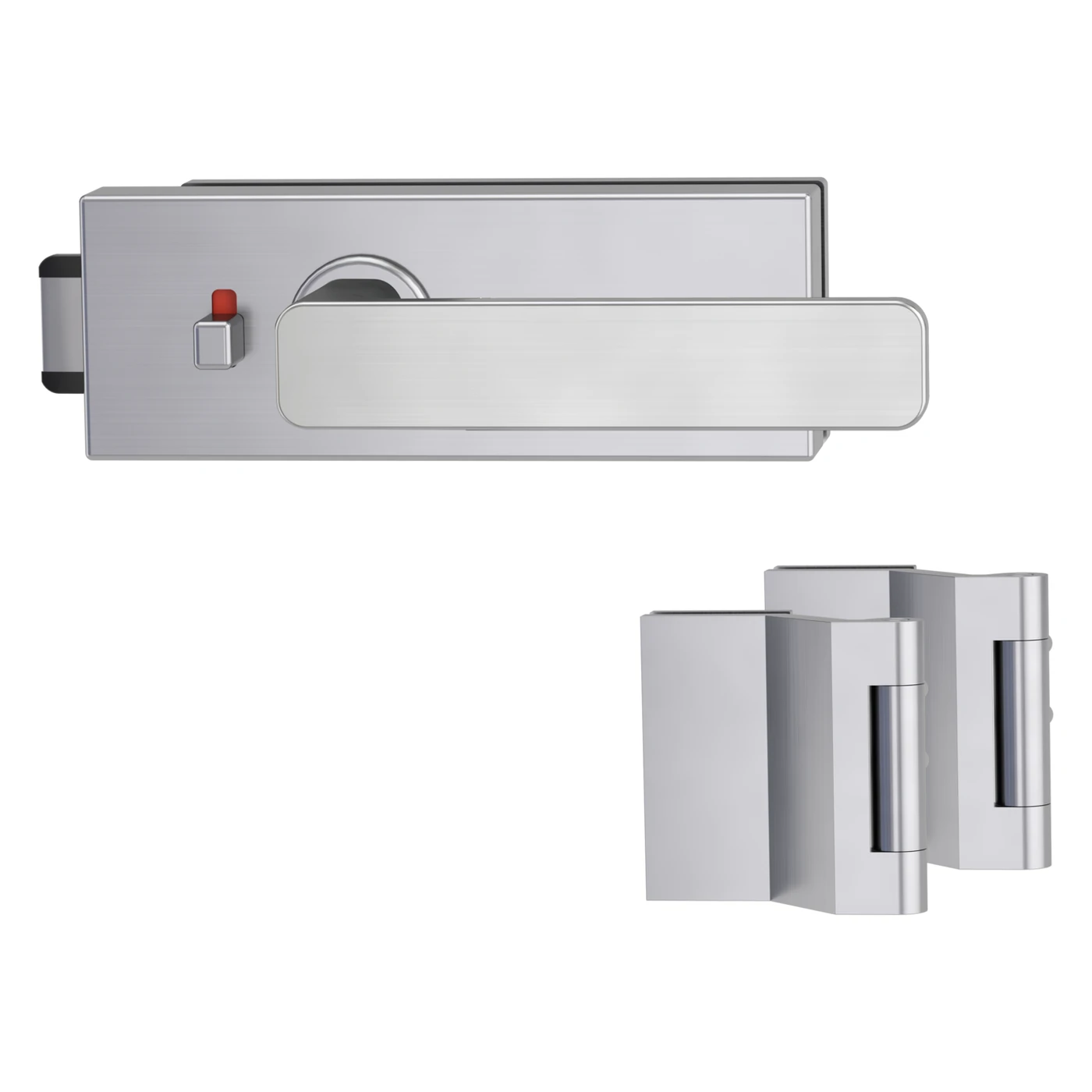 Griffwerk Glastürbeschlagset PURISTO S mit Griff MINIMAL MODERN - Oberfläche: Samtgrau, Fallentyp: Flüsterfalle, Verriegelung: smart2lock