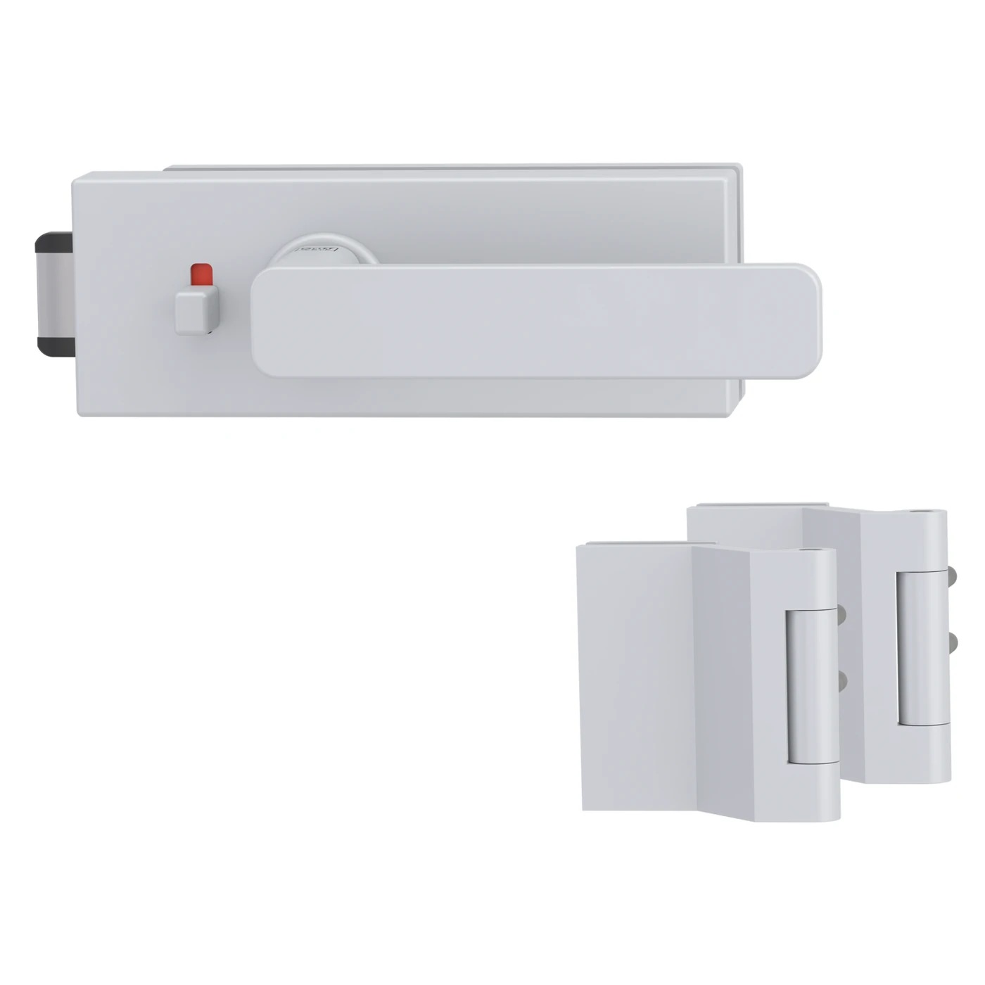 Griffwerk Glastürbeschlagset PURISTO S mit Griff VAYA 265 MINIMAL MODERN - Oberfläche: Seidenweiß, Fallentyp: Flüsterfalle, Verriegelung: smart2lock