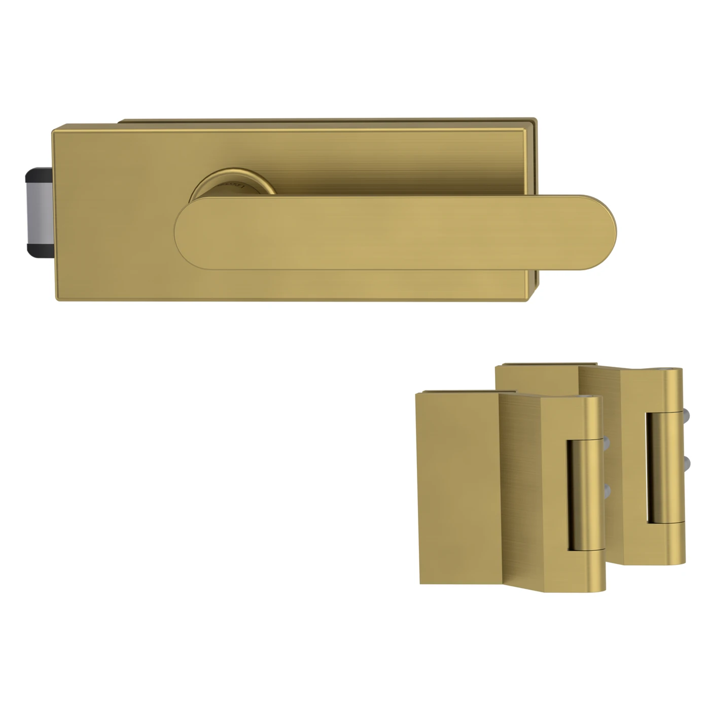 Griffwerk Glastürbeschlagset PURISTO S mit Griff VAYA 291 AVUS - Oberfläche: Gold matt, Fallentyp: Flüsterfalle, Verriegelung: UV