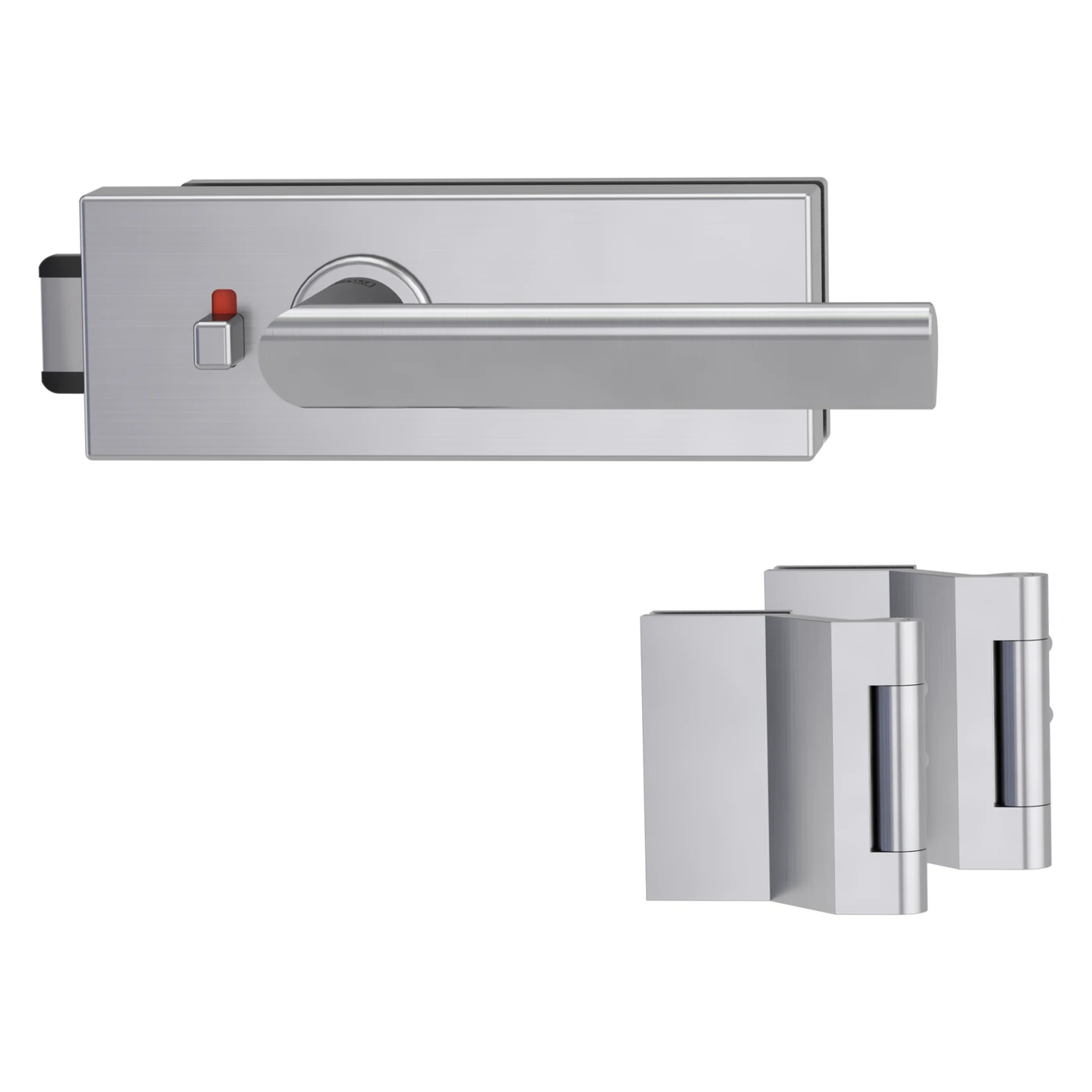 Griffwerk Glastürbeschlagset PURISTO S mit Griff TRI 134 - Oberfläche: Edelstahl matt, Fallentyp: Flüsterfalle, Verriegelung: smart2lock